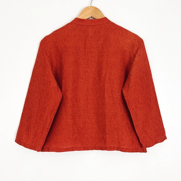 Eileen Fisher Linen-Blend Button-Front Imperial Collar Jacket | Size S/P - Picture 7 of 8